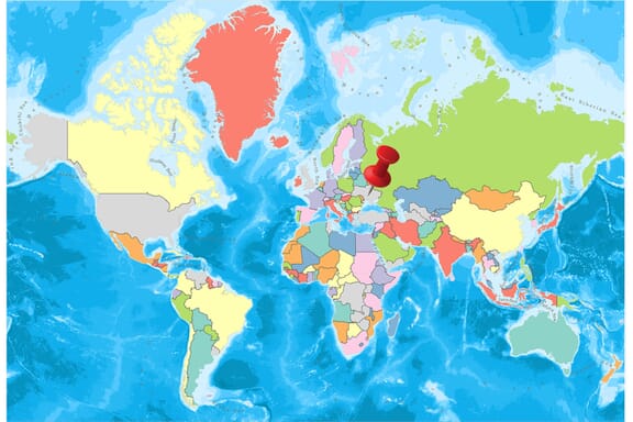 Ukraine on the world map