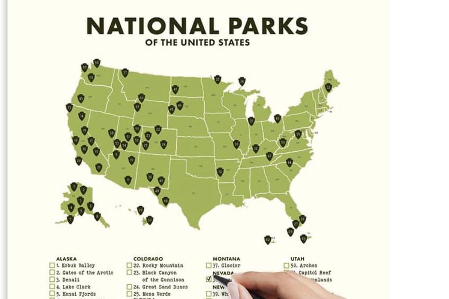 The 10 Best National Parks Scratch Off Maps | Mappr