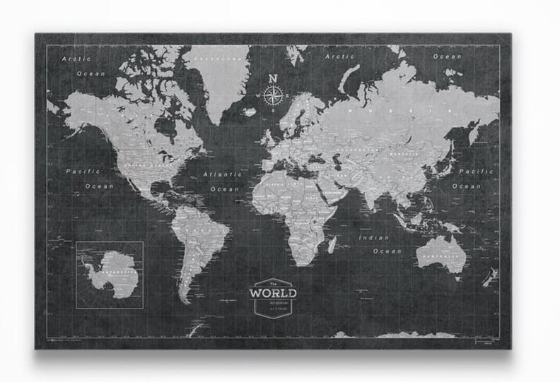 Push Pin World Map Board Poster 