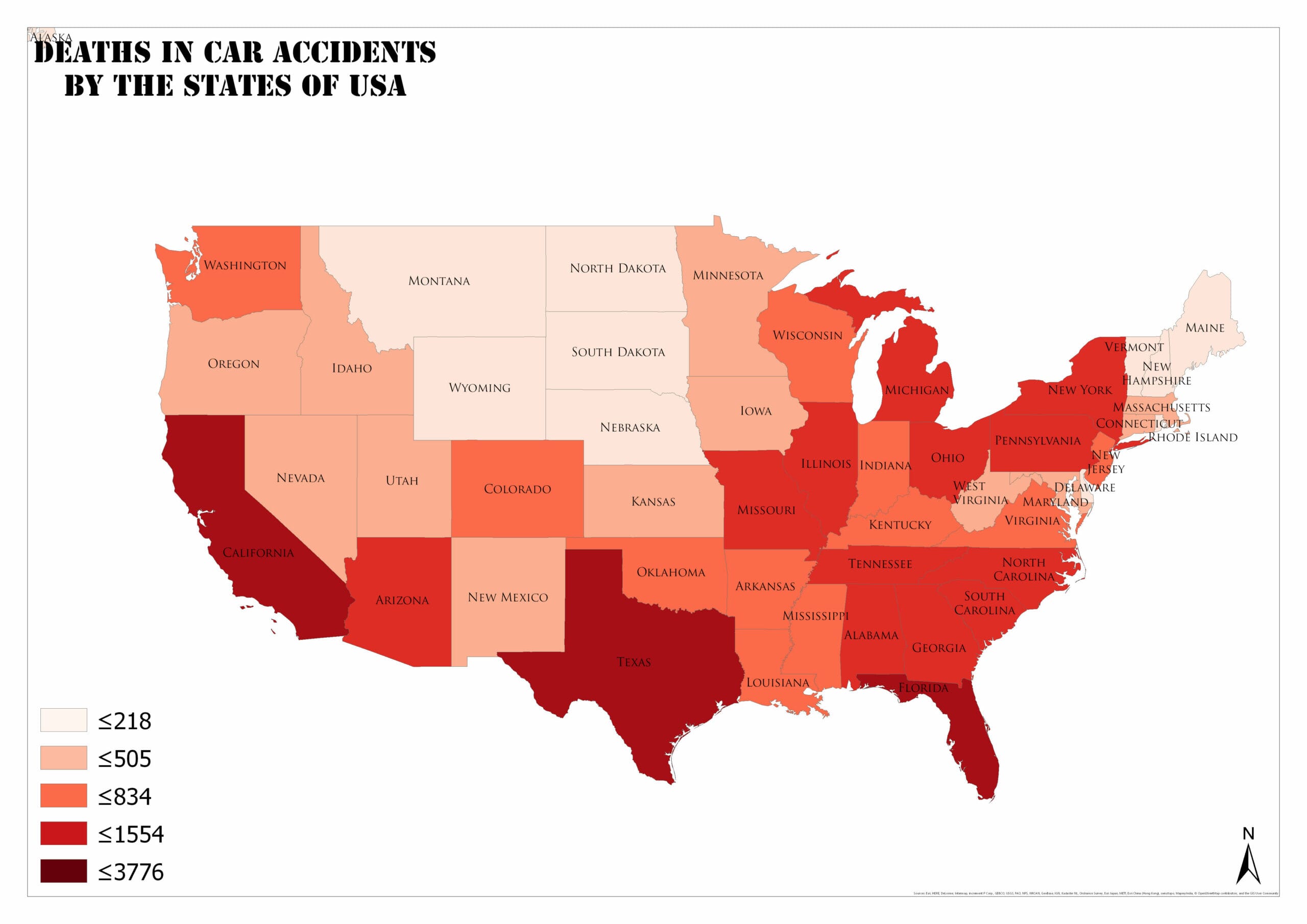Map of States With the Most Car Accidents Mappr