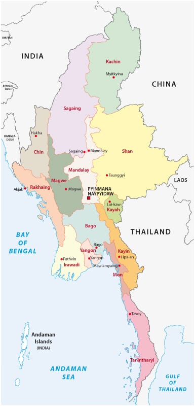 Myanmar Maps and Regions | Mappr