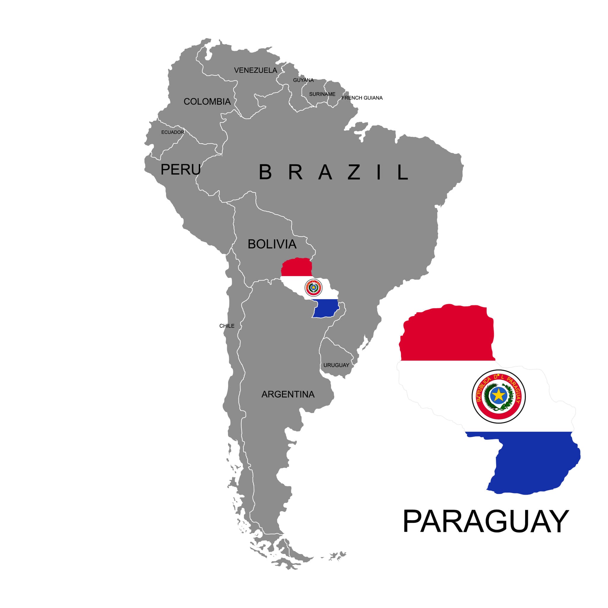 Paraguay Map South America 