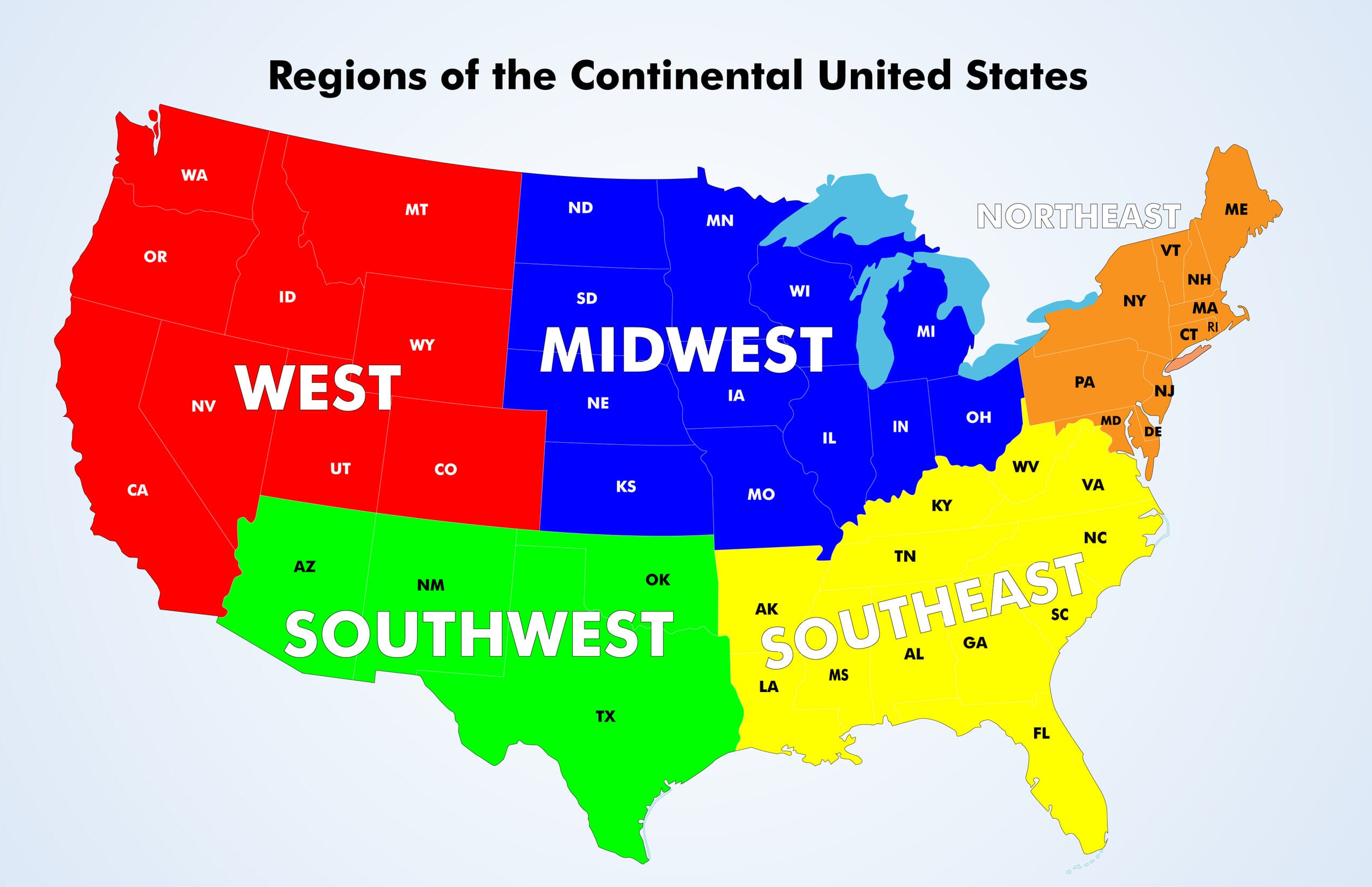 5 US Regions Map And Facts | Mappr