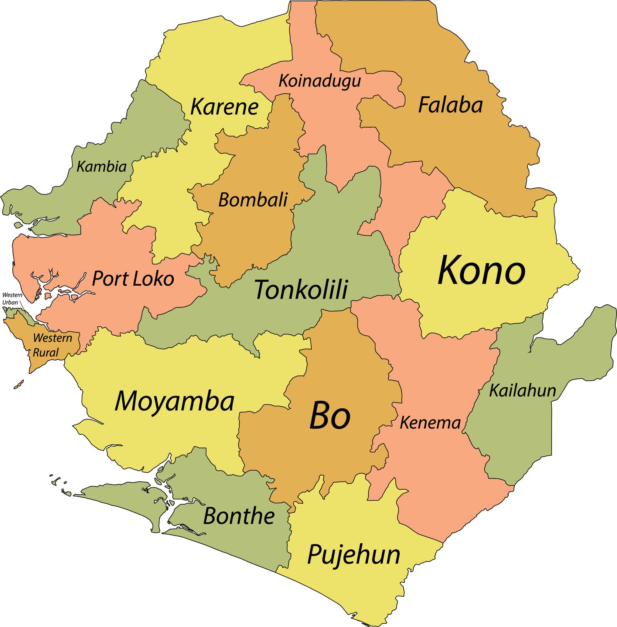 Sierra Leone Provinces And Districts Mappr   Sierra Leone Districts 