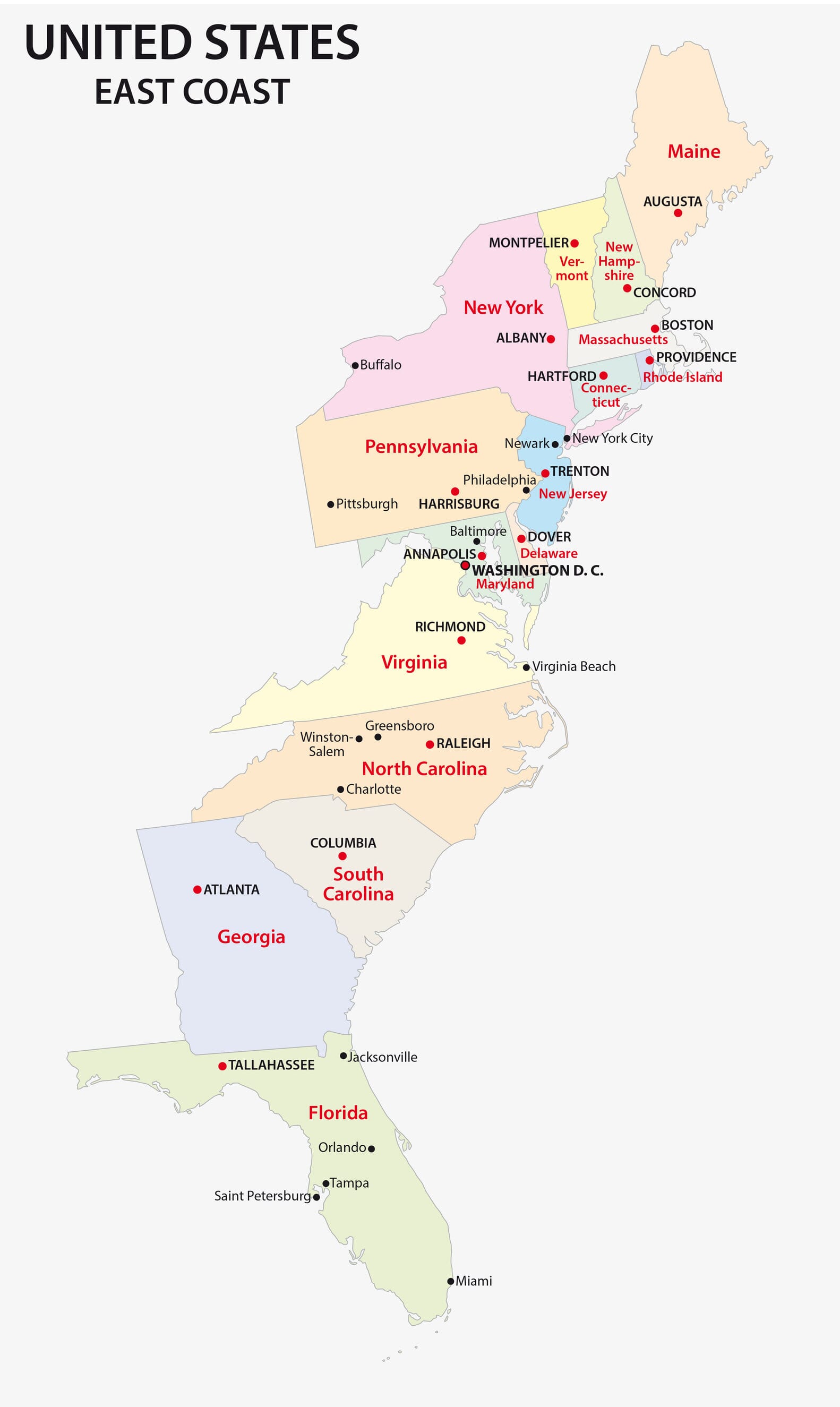 Map Of Northeastern United States Mappr Us East Coast