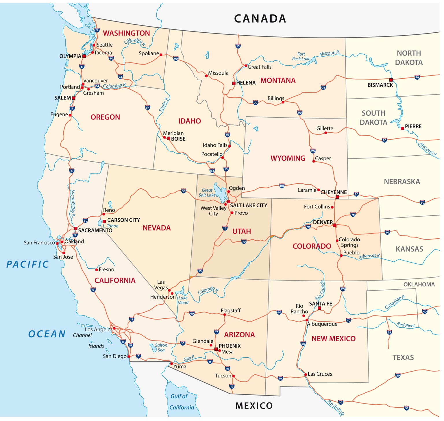 western us travel map