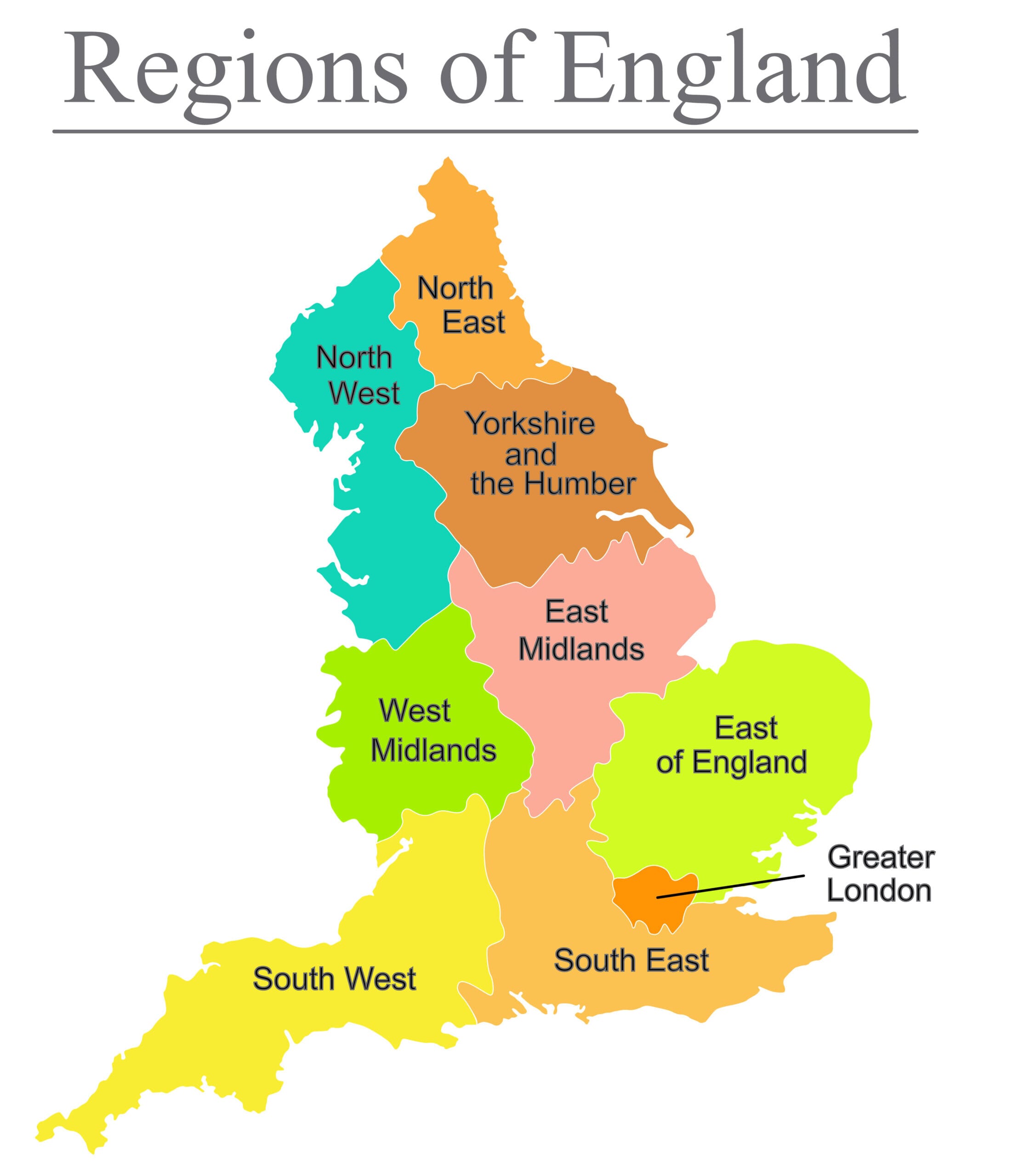 Regions Of England Map And Tourist Attractions | Mappr