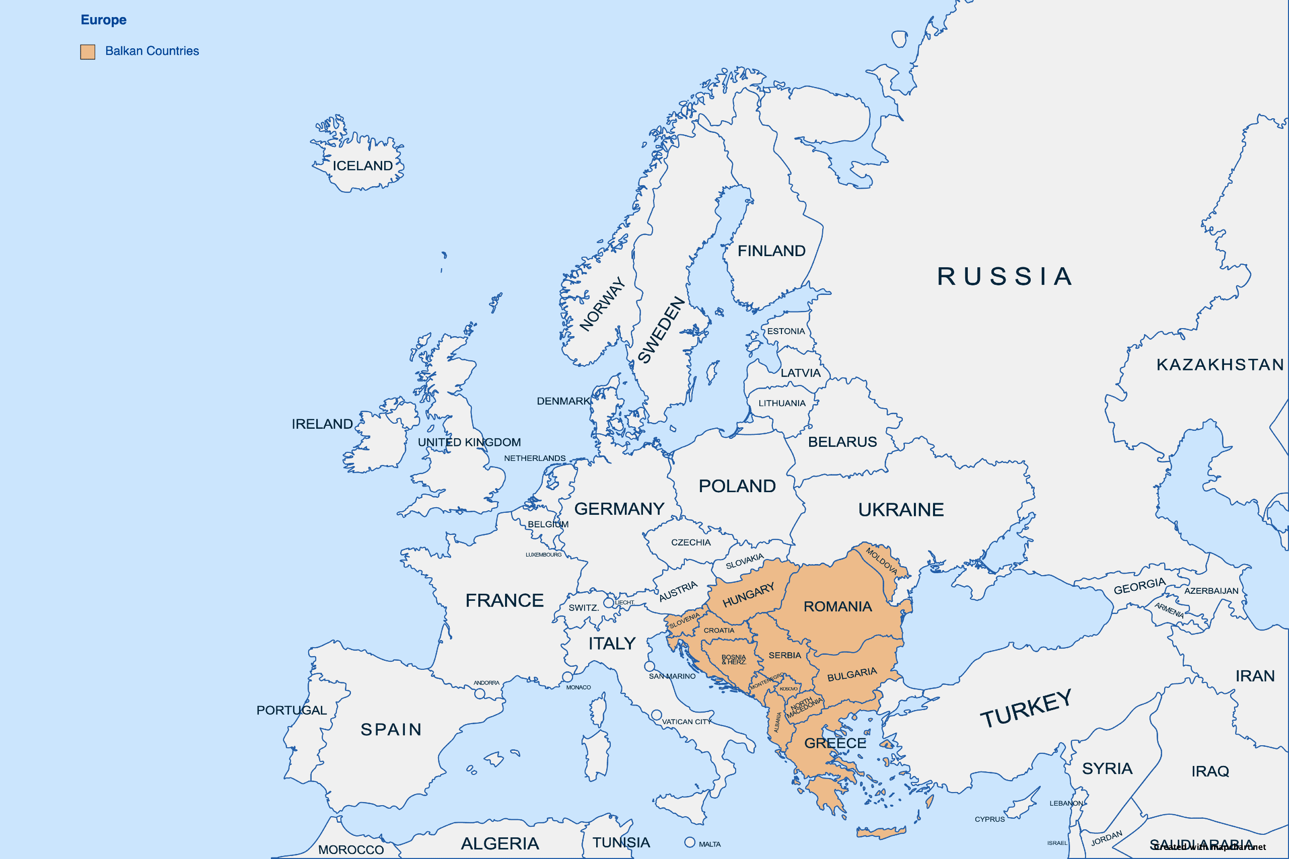 Balkan Countries What Are The Balkan Countries Mappr   Balkan Countries Europe Map 