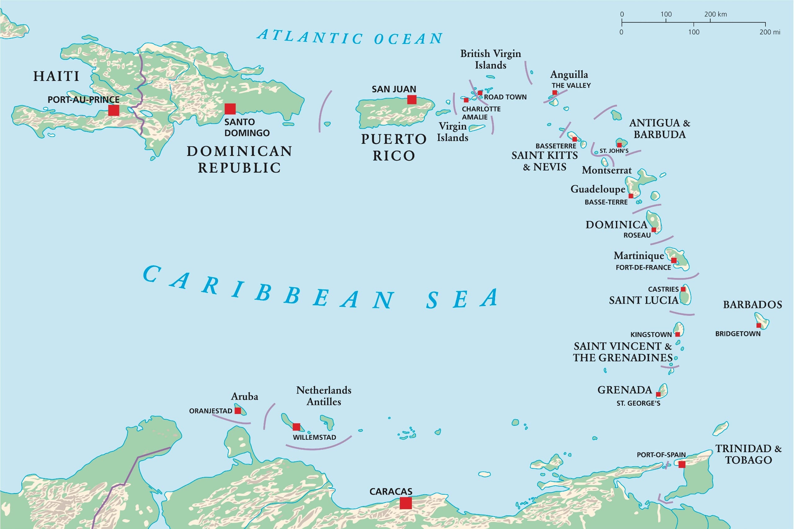 caribbean countries map