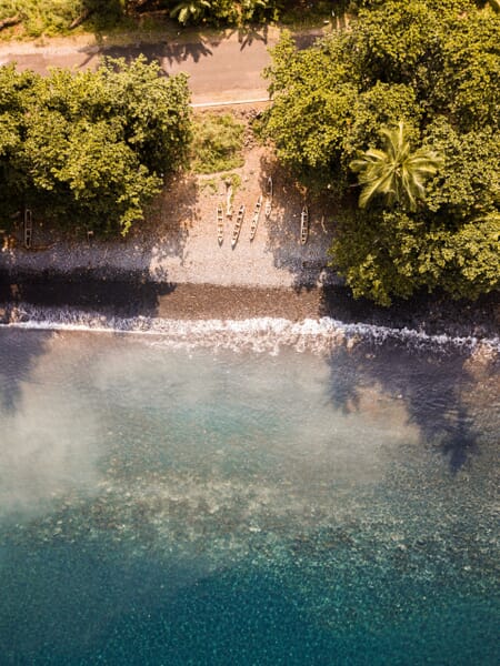 A top-down view of a beach on the island of São Tomé. A top-down view of a beach on the island of São Tomé.