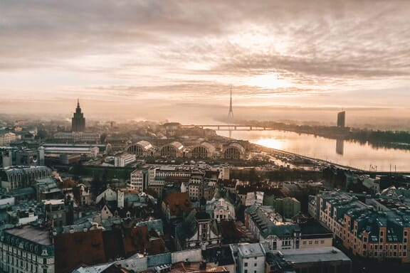 An aerial view of Riga, the capital of Latvia. An aerial view of Riga, the capital of Latvia.