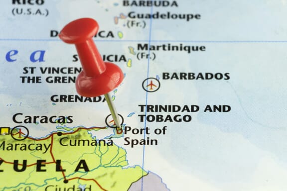 Pin showing the location of Trinidad and Tobago on the map.