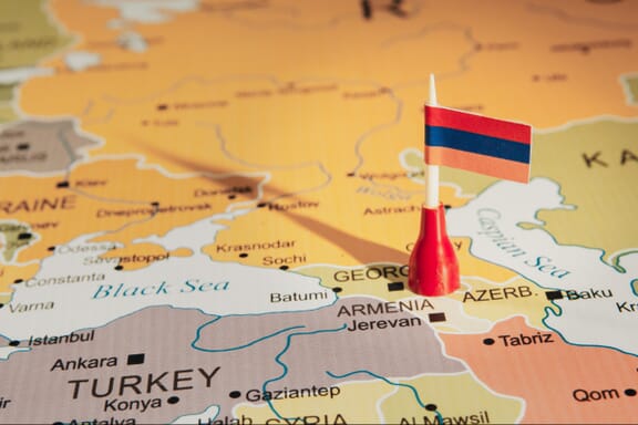 Pin showing Armenia on a map