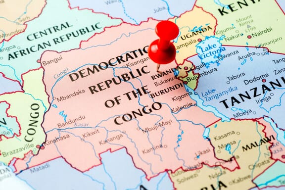 Pin showing Democratic Republic of Congo on a map