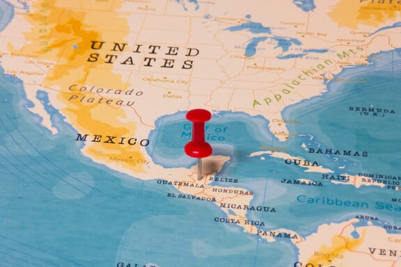 Pin pointing out the location of Guatemala on the Central American map.