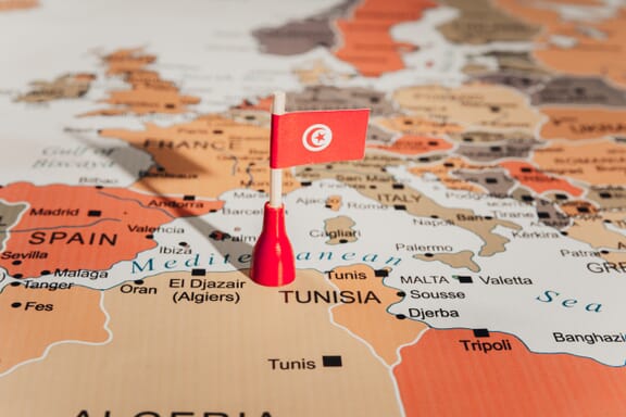 Pin showing Tunisia on a map
