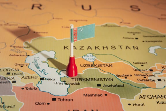 Pin showing Turkmenistan on a map
