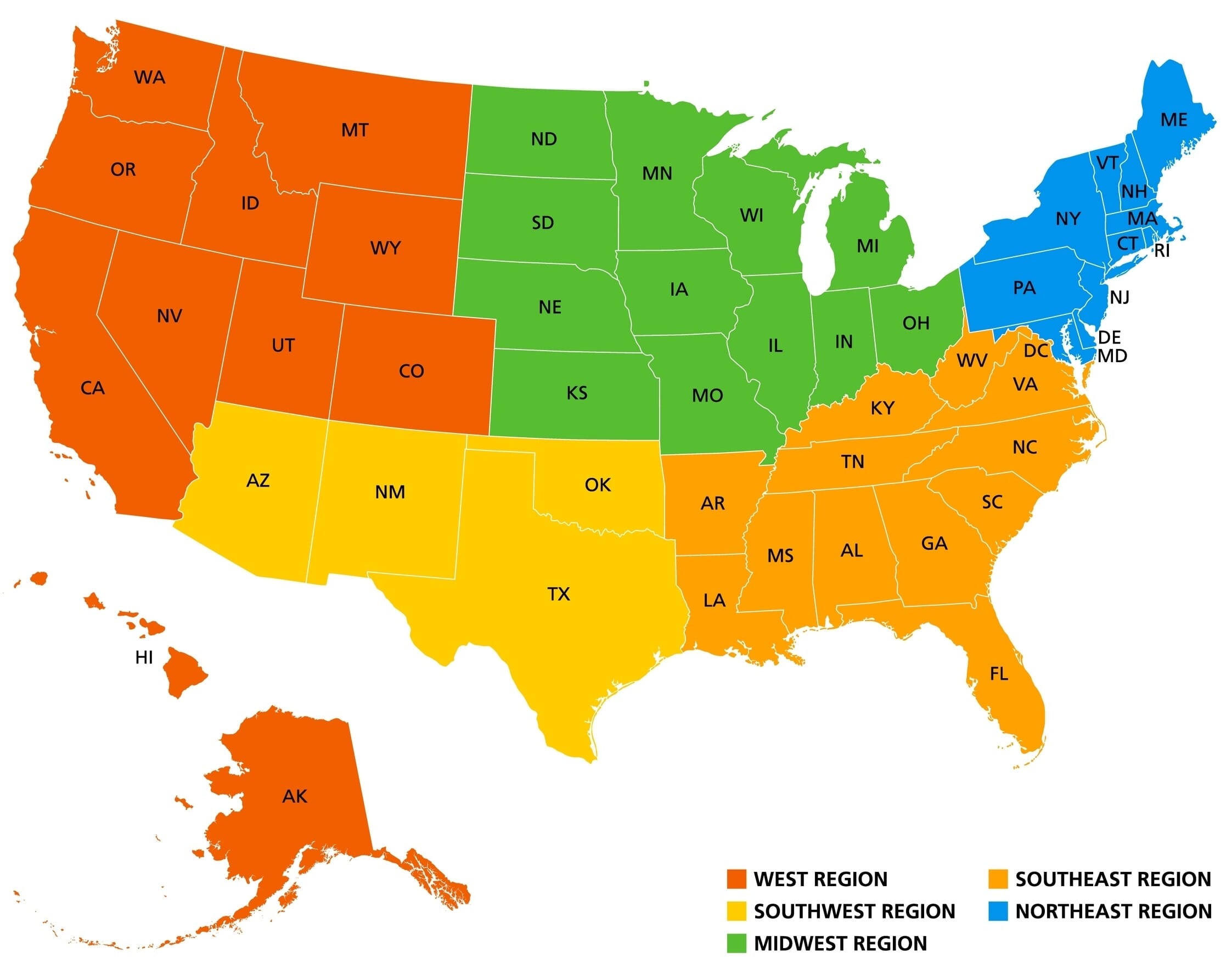 5 US Regions Map And Facts Mappr   Us Regions Map 