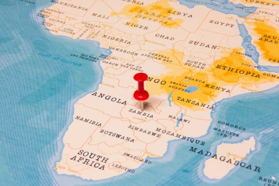 Pin showing Zambia on a map