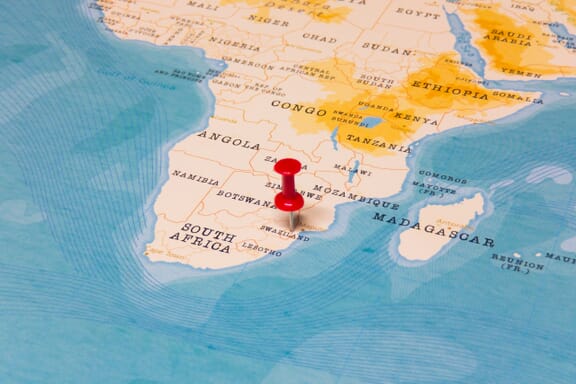 Estwatini (prev. Swaziland) location on the map pointed out by a pin.