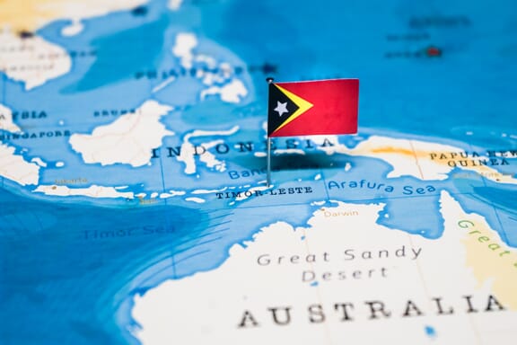 Timor Leste location on the map pointed out by a flag pin.