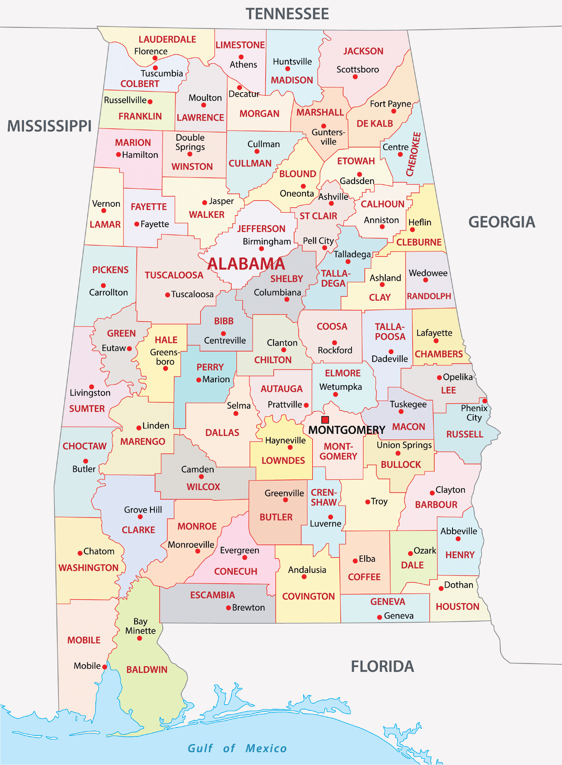 Alabama Counties Map Mappr