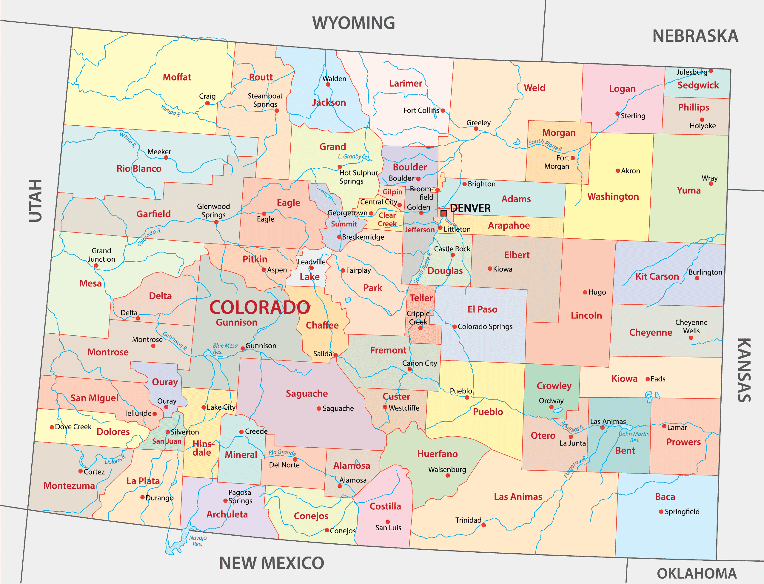 colorado map major cities