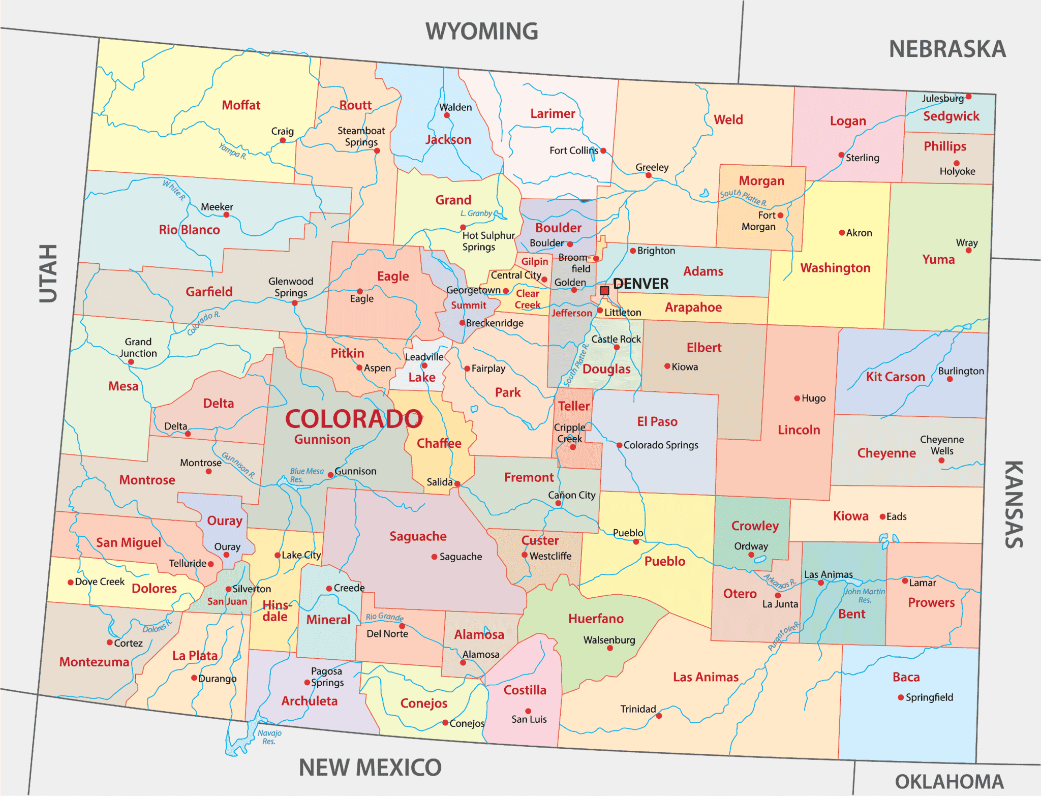 Colorado Counties Map | Mappr
