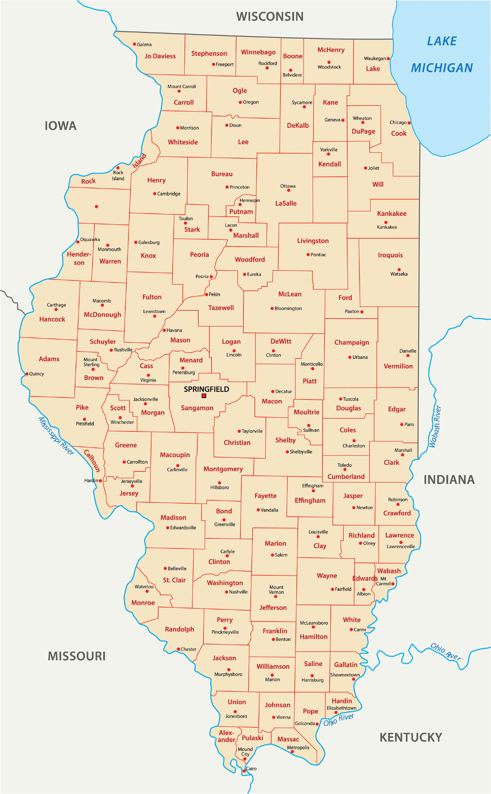 Illinois Counties Map Mappr 6305