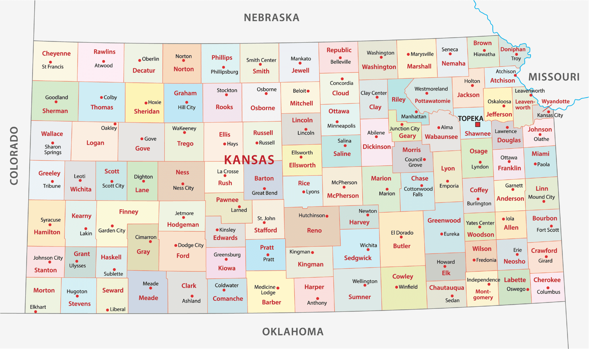 Kansas Counties Map Mappr