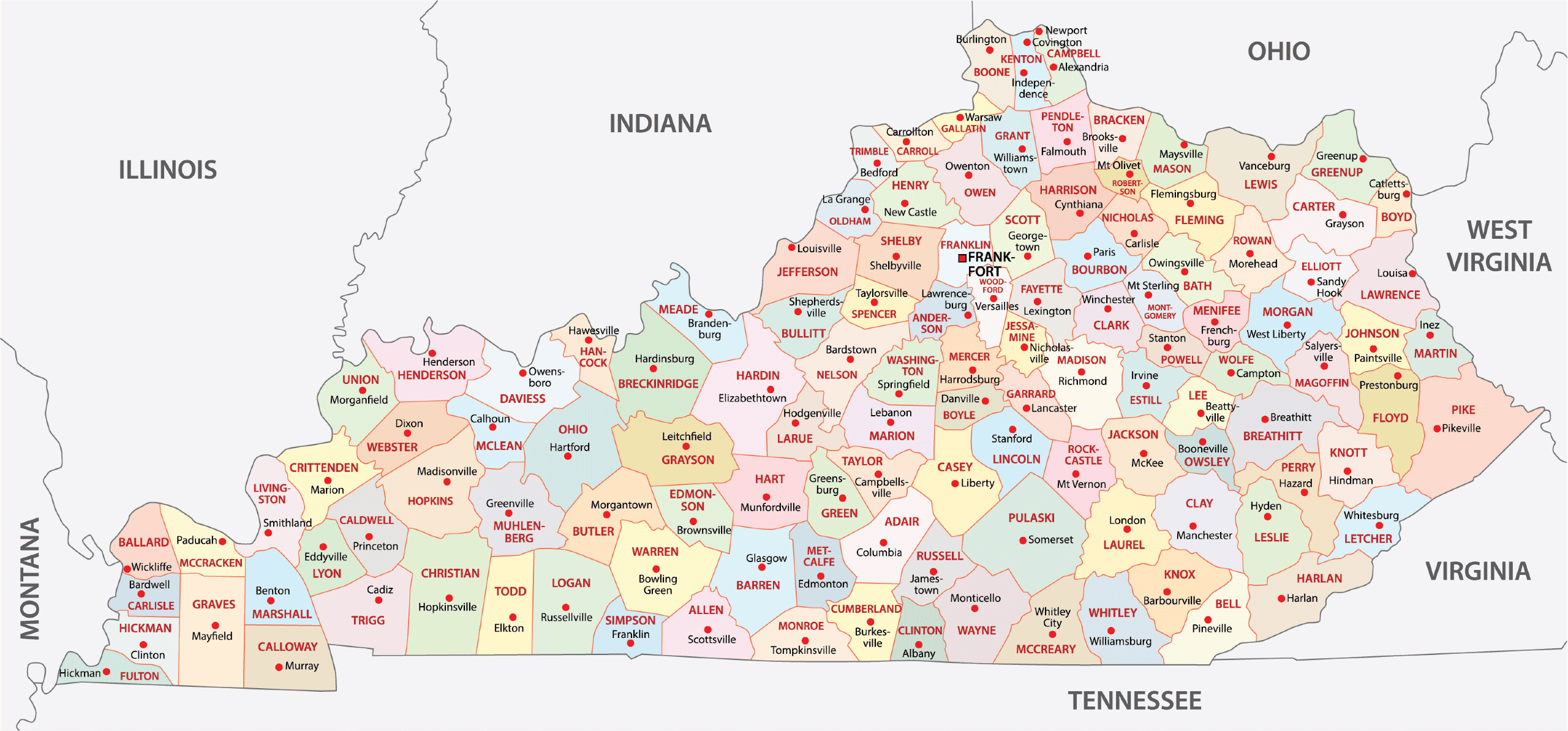 Kentucky Counties Map | Mappr