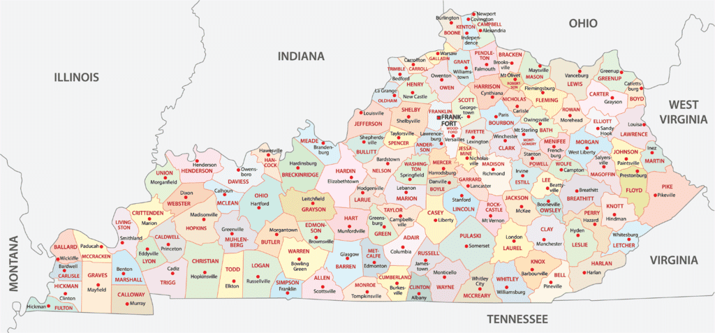 Kentucky Counties Map Mappr