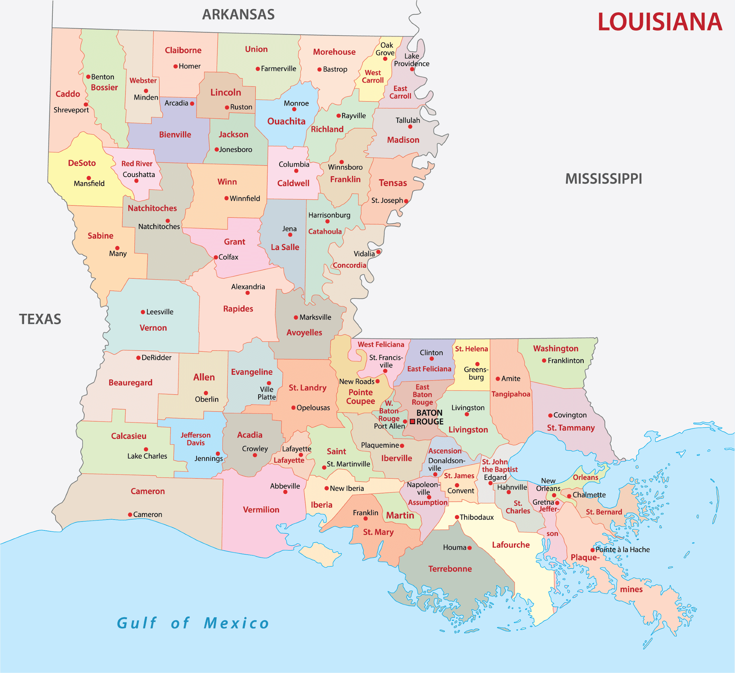 Louisiana Parishes Map Mappr 9147