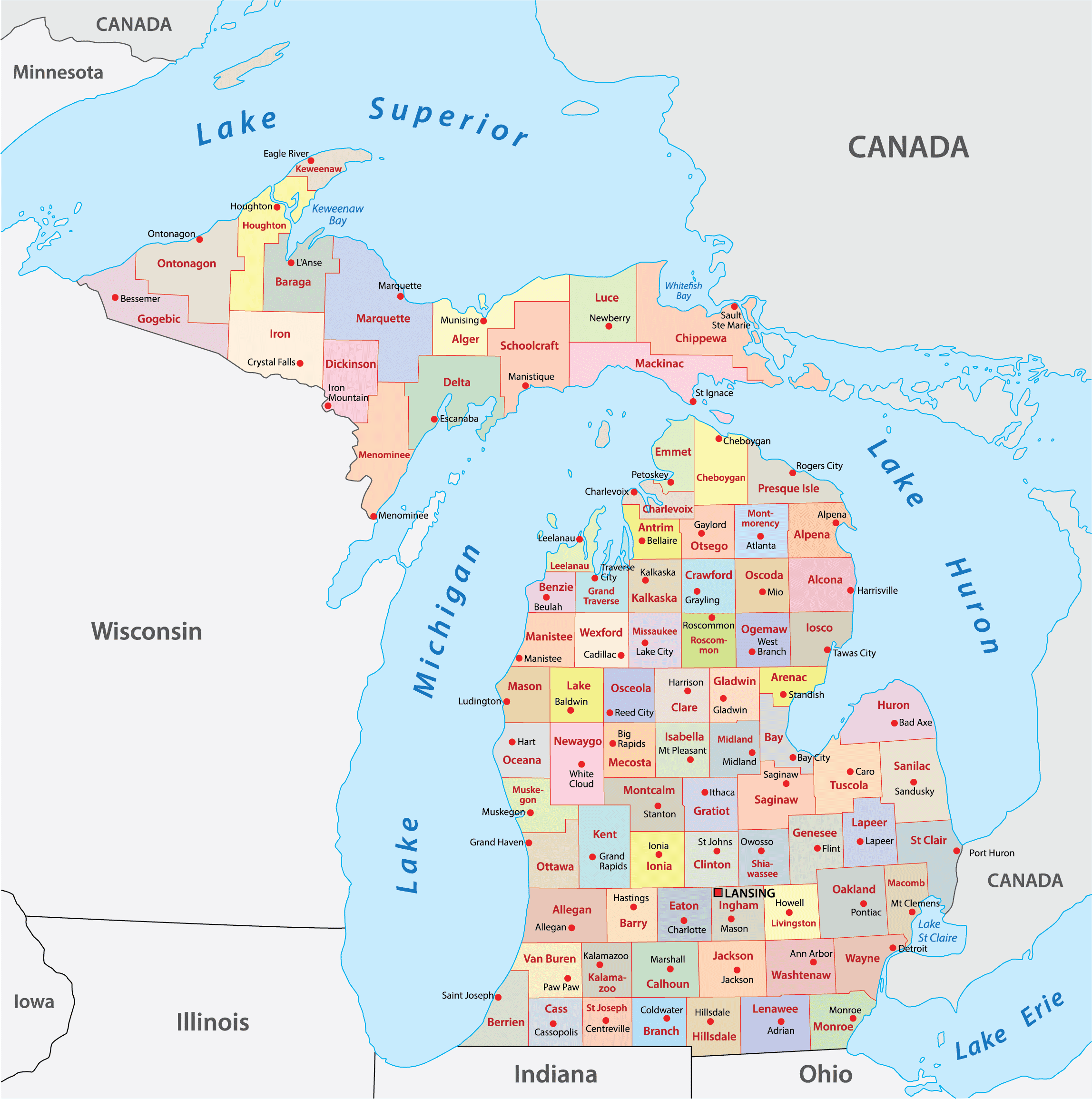 Michigan Counties Map Mappr - Michigan County Map High Resolution 