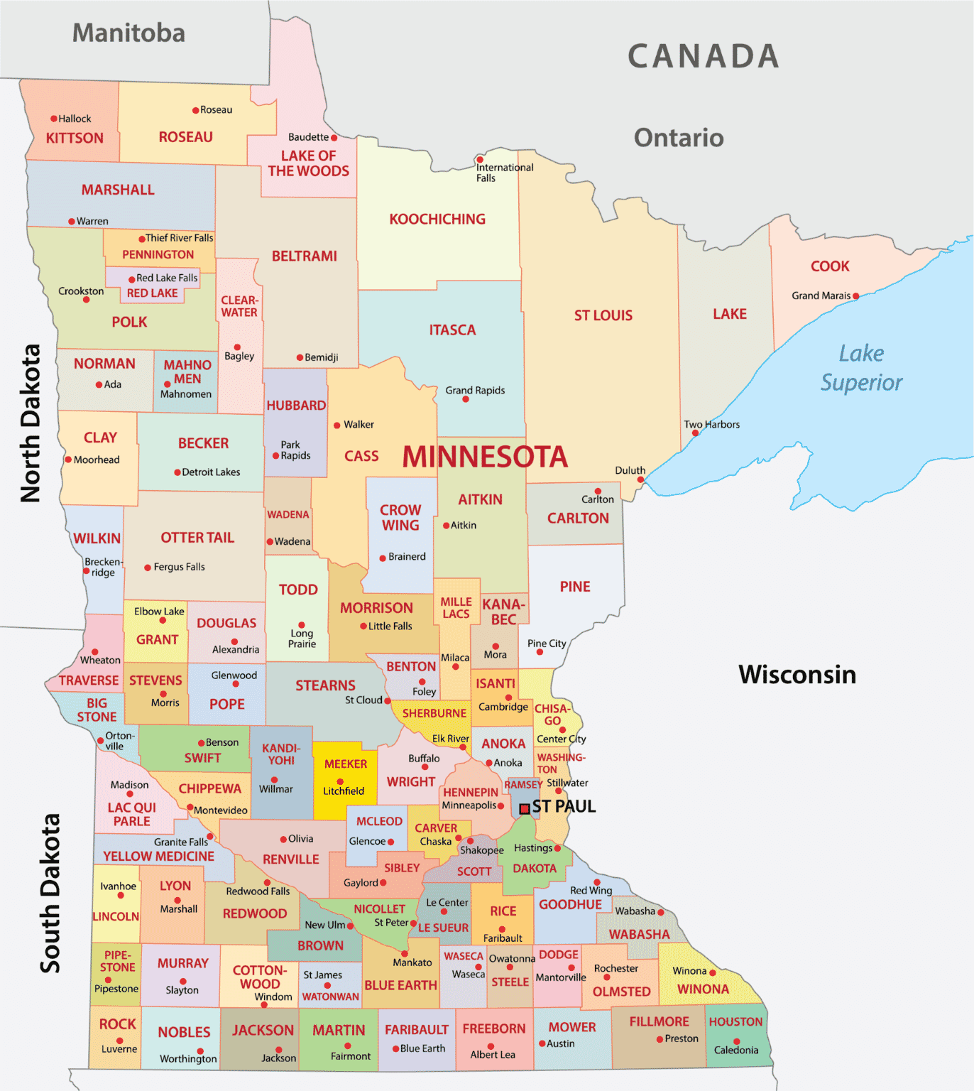 Minnesota Counties Map | Mappr