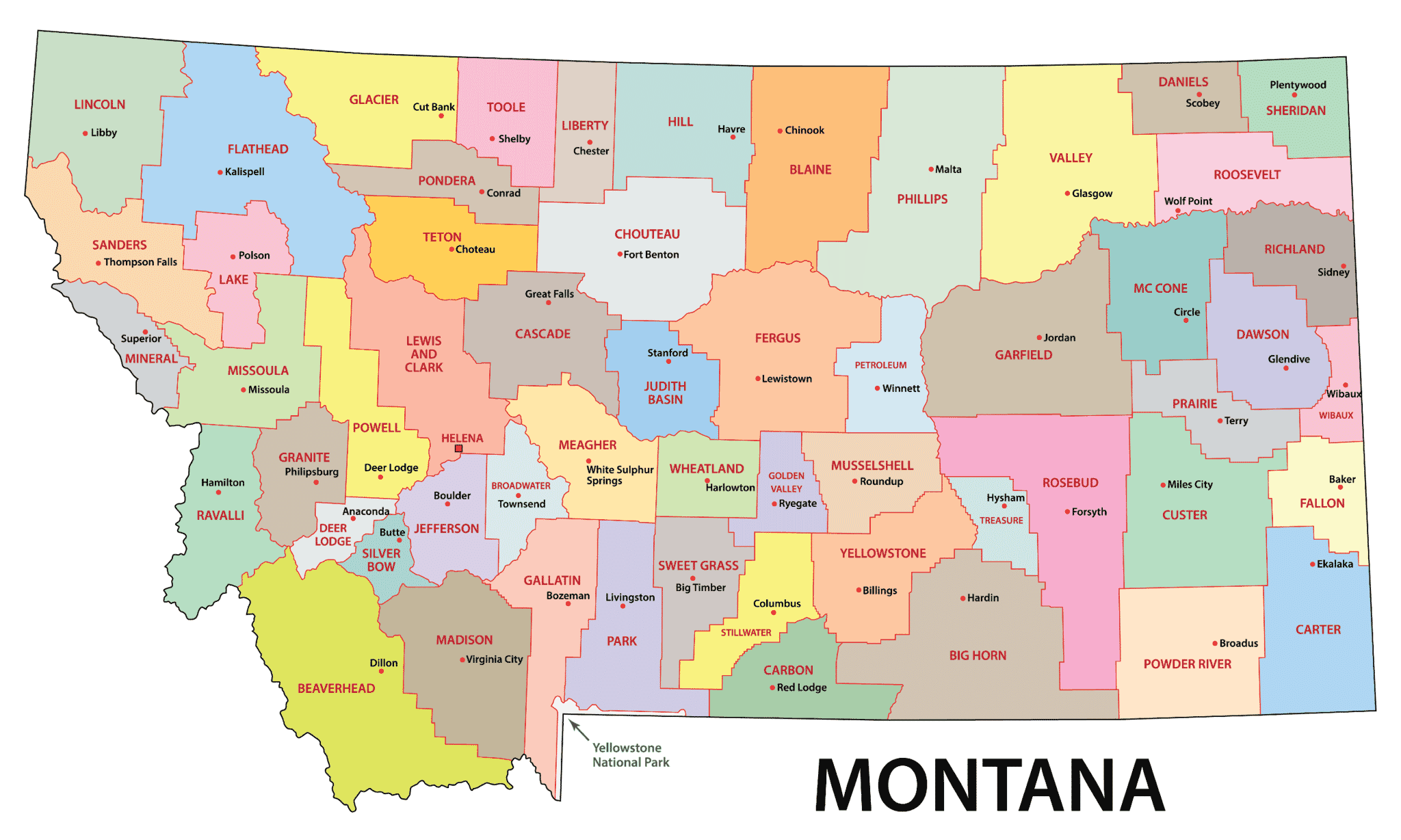 Montana Counties Map Mappr