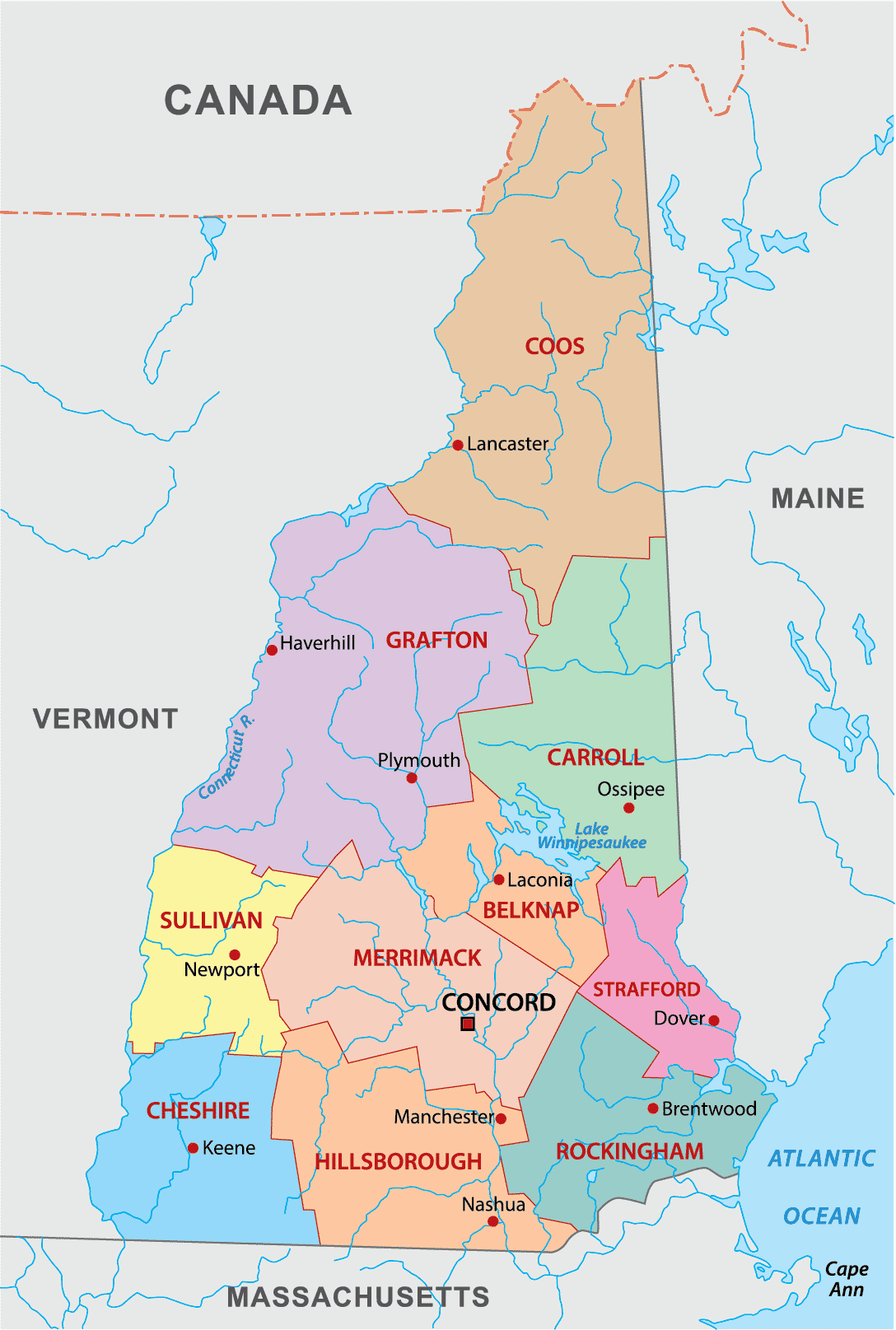 New Hampshire Counties Map Mappr New Hampshire Counties Map