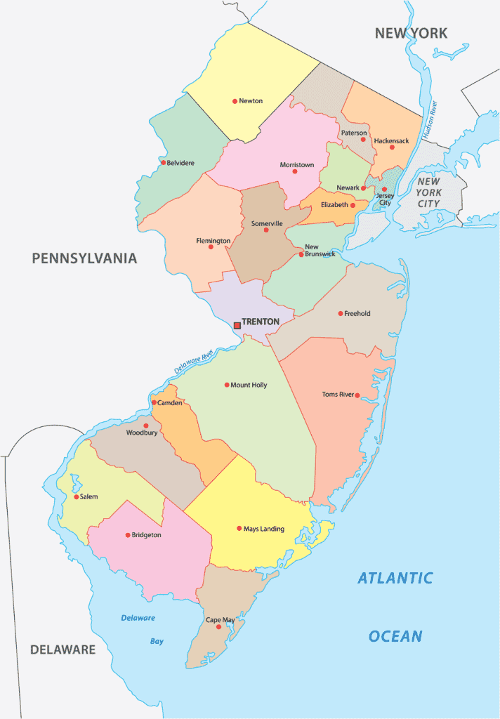 New Jersey Counties Map | Mappr