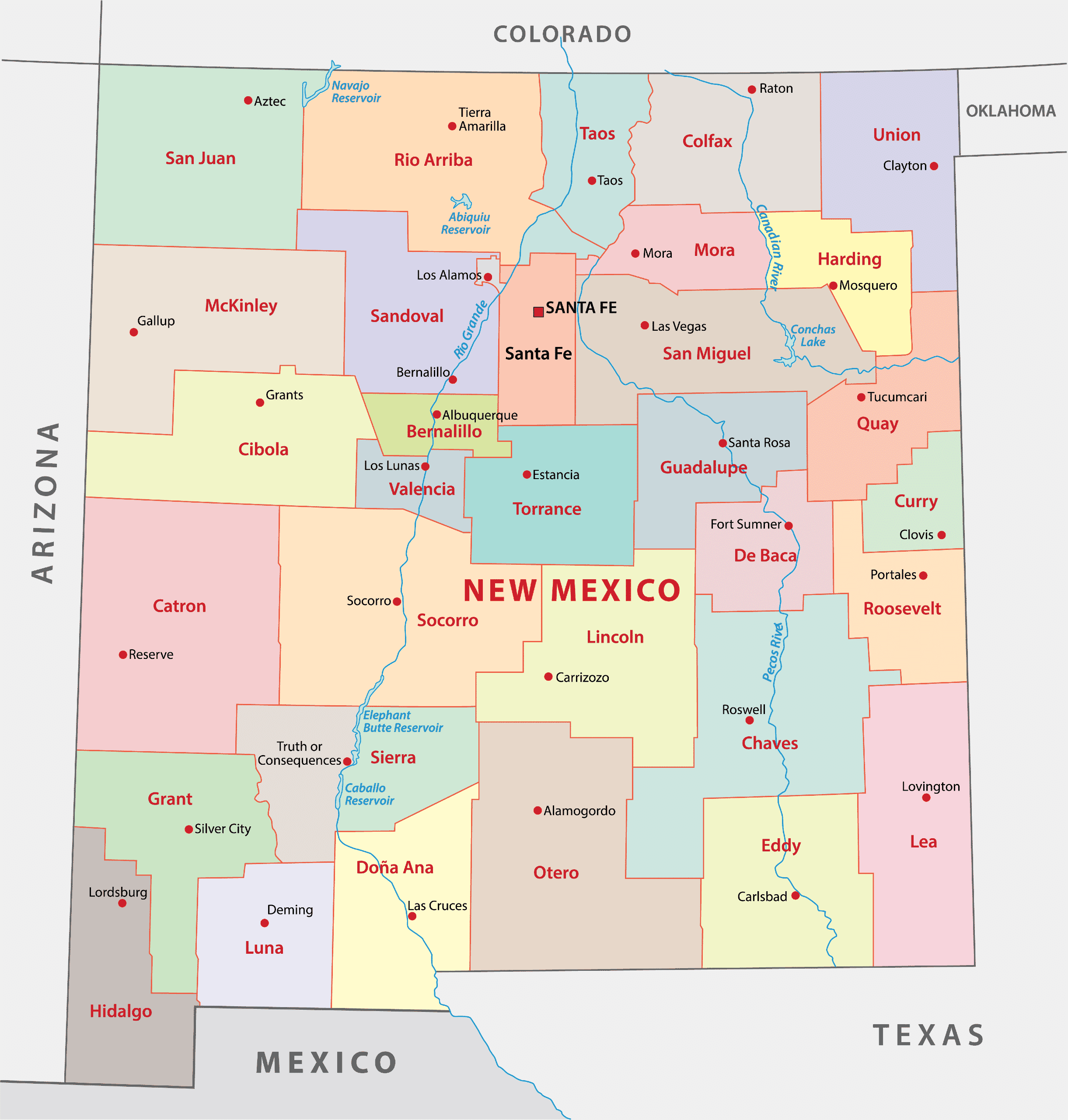 New Mexico Counties Map Mappr New Mexico County Map