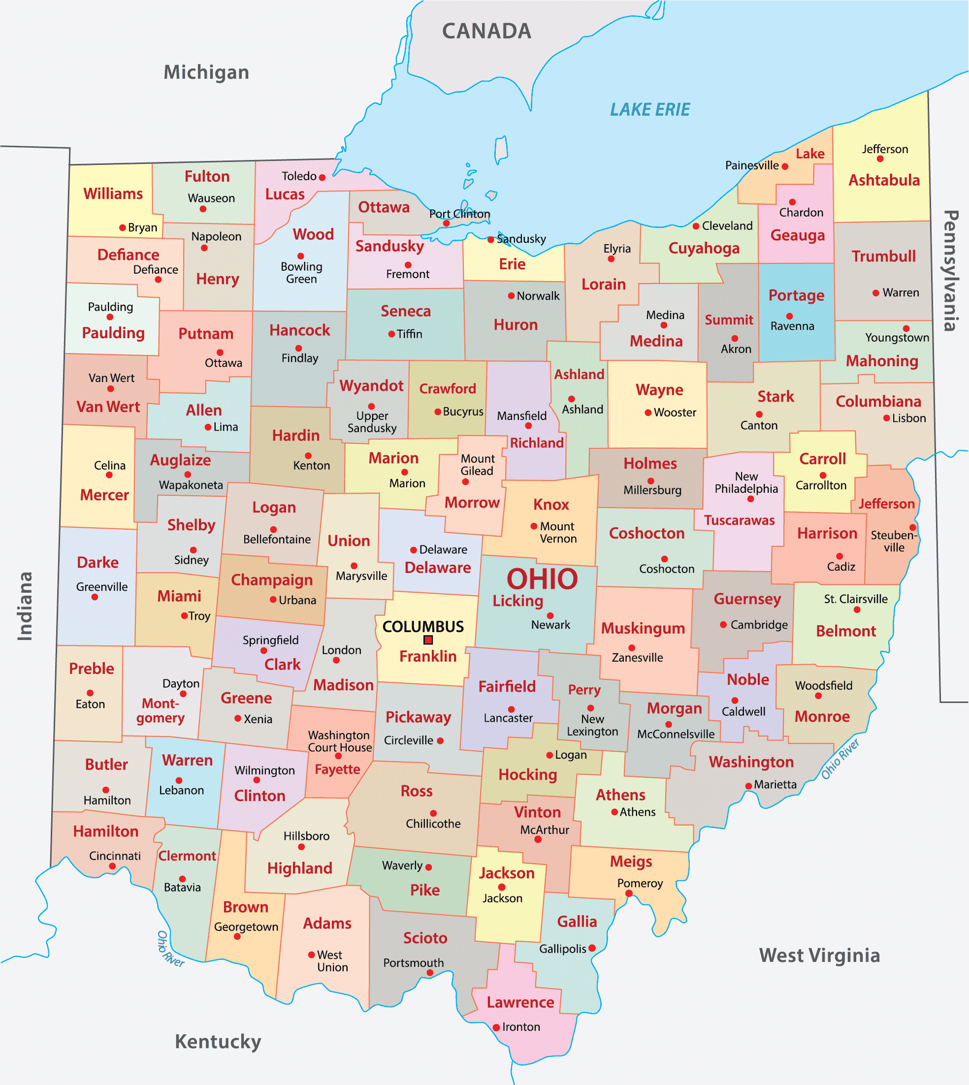 Ohio Counties Map | Mappr