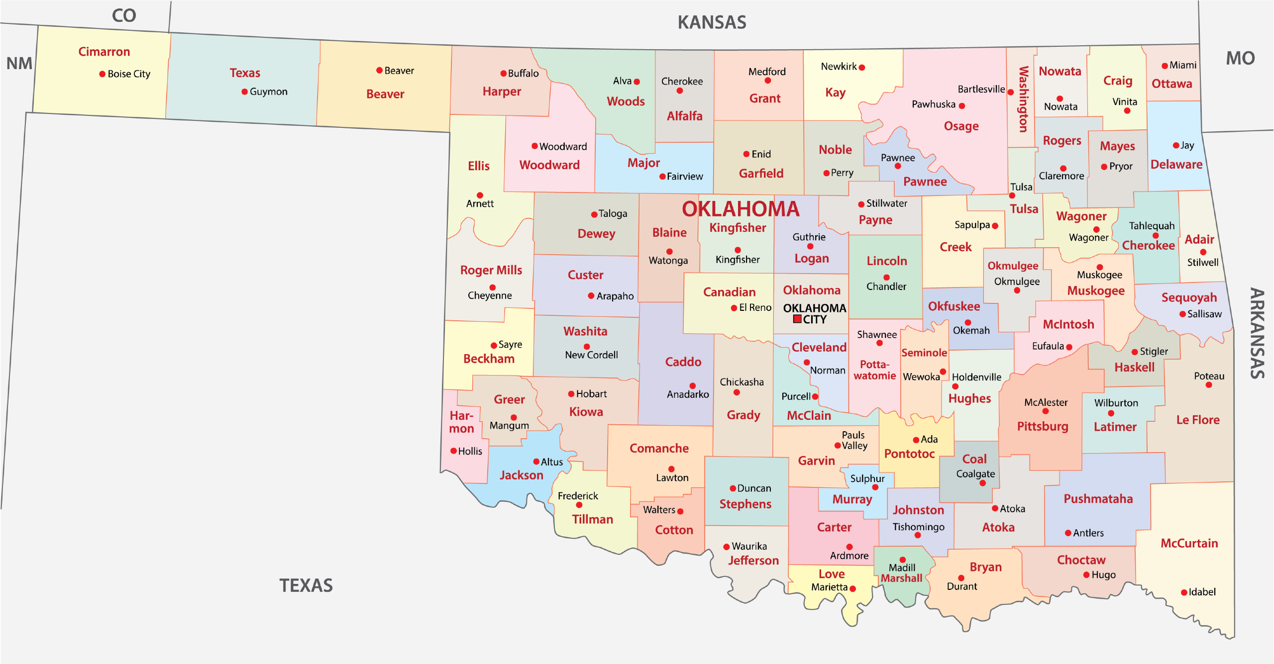 Oklahoma Counties Map Mappr   Oklahoma County Map 