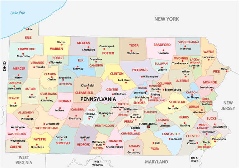 Pennsylvania Counties Map | Mappr