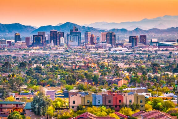 Phoenix, Arizona, USA downtown cityscape at dusk. Phoenix, Arizona, USA downtown cityscape at dusk.