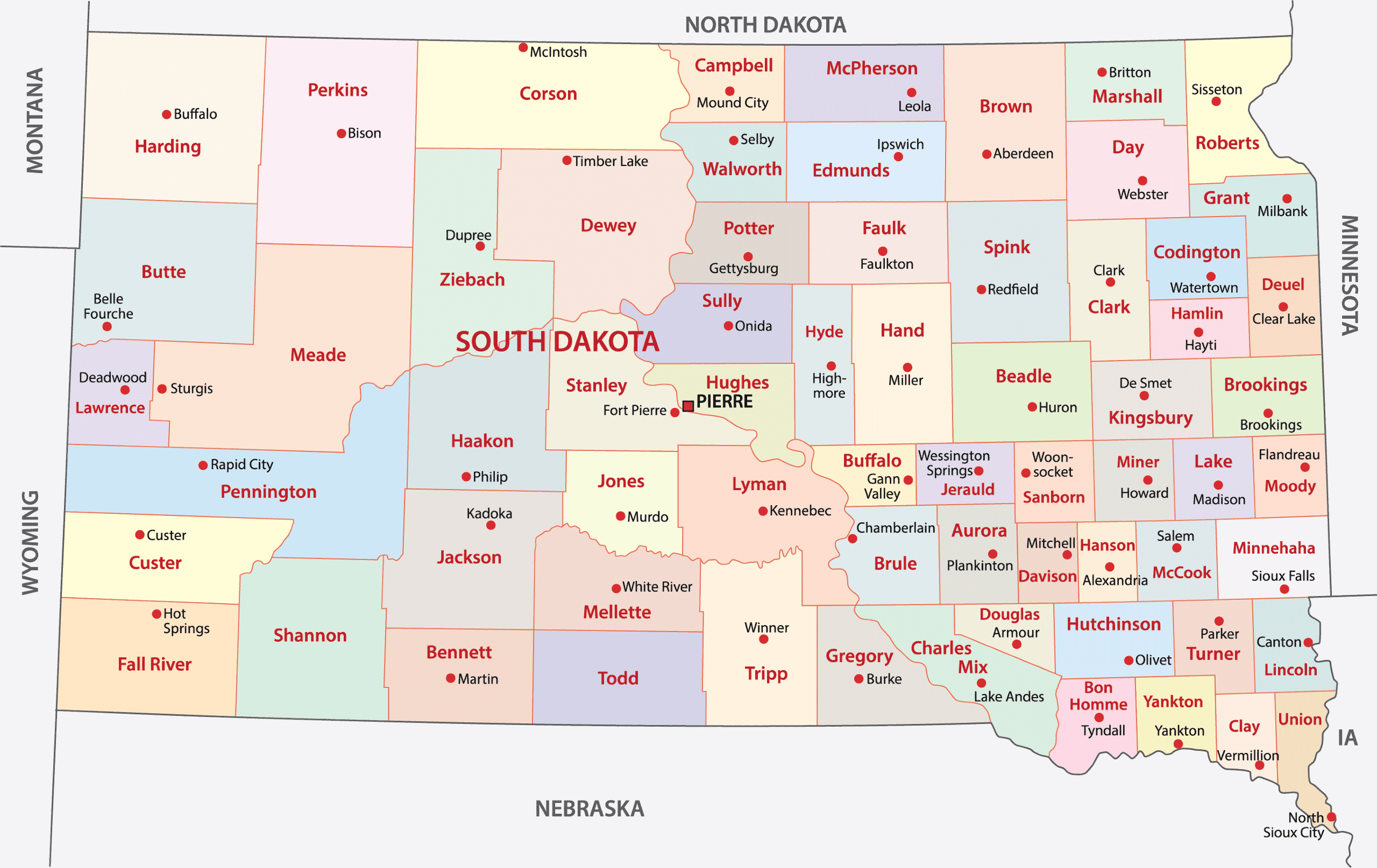 South Dakota Counties Map Mappr South Dakota County Map