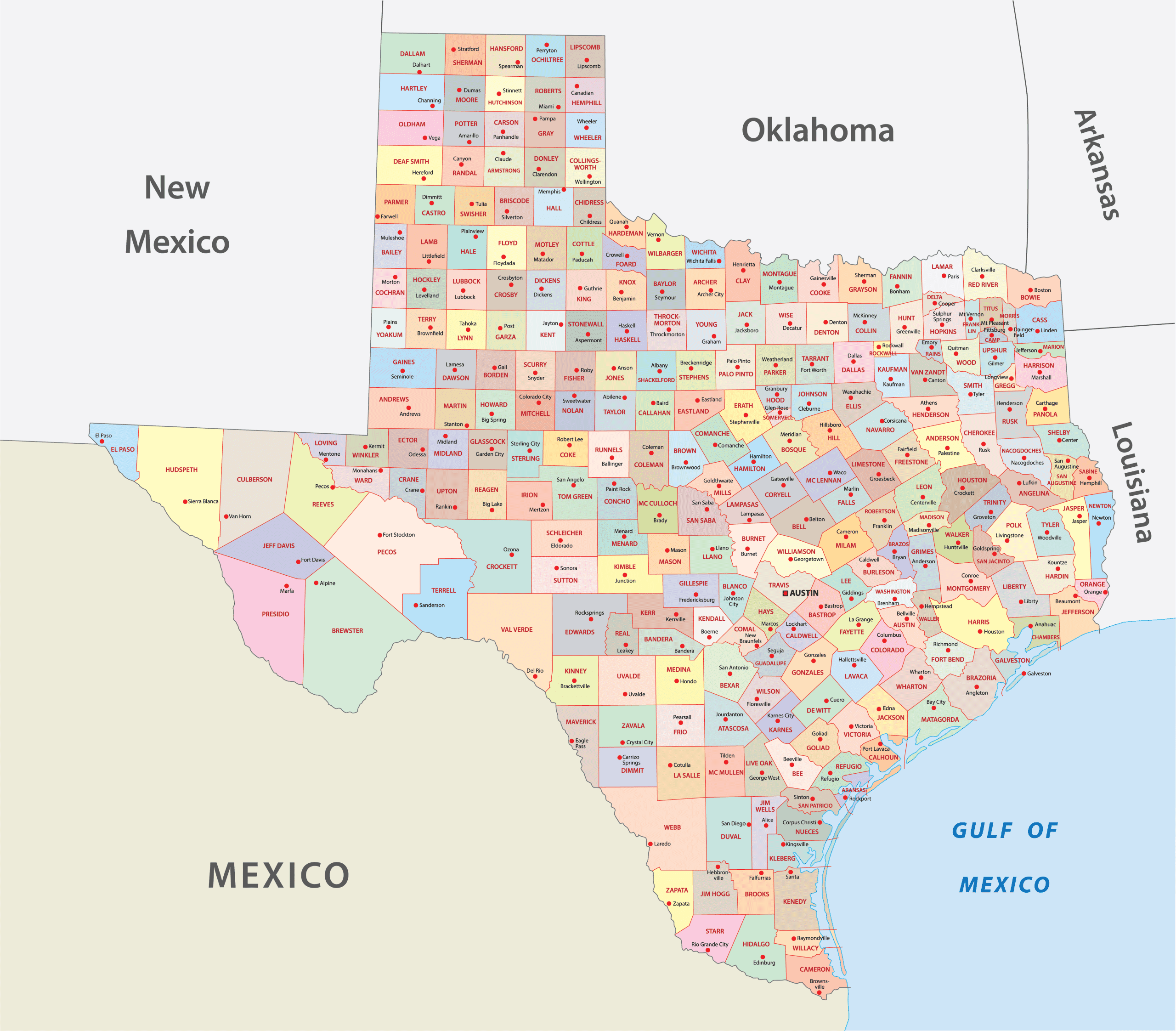 Texas Counties Map Mappr 4320