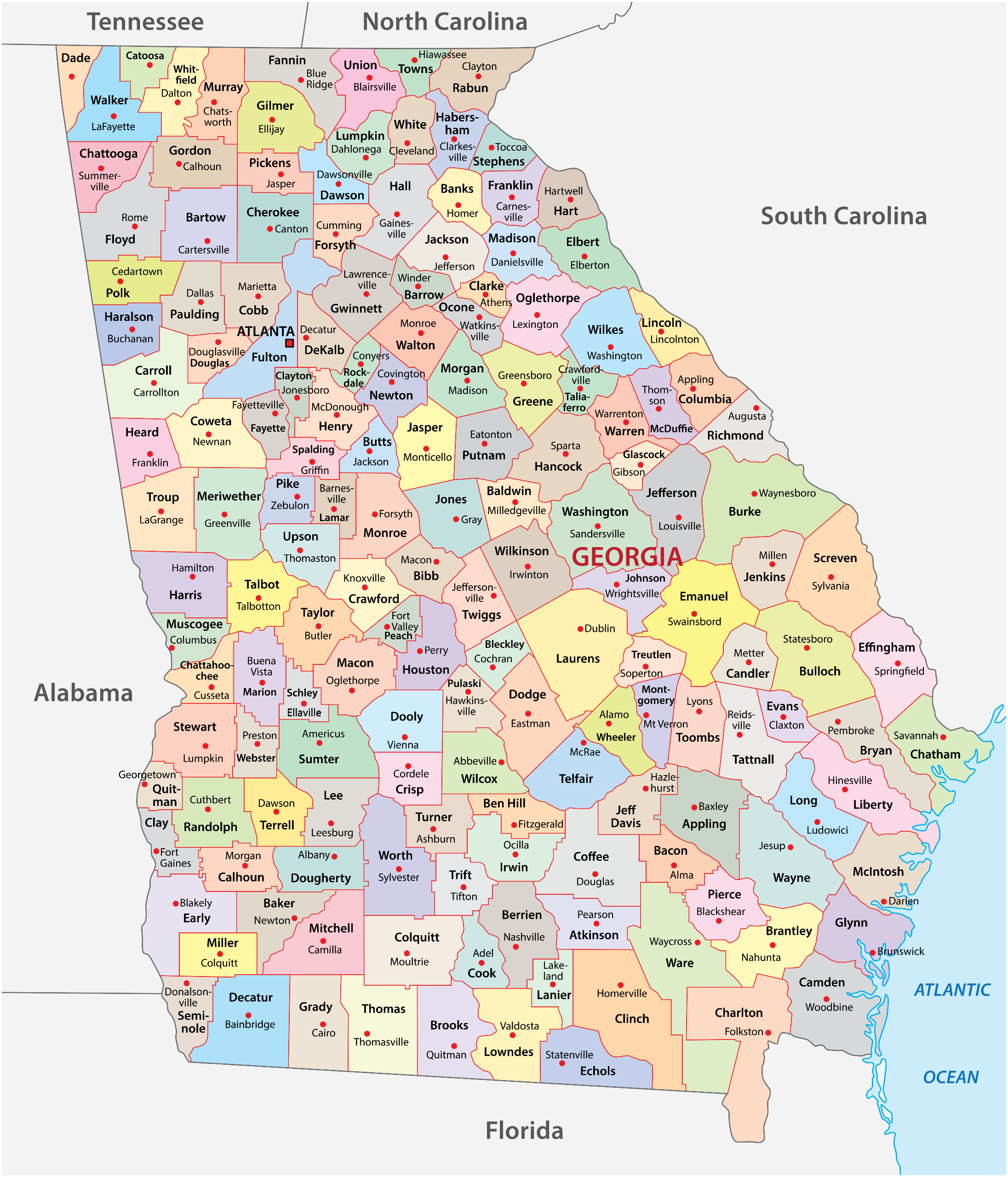 Georgia Counties Map Mappr   Us Georgia County Map 