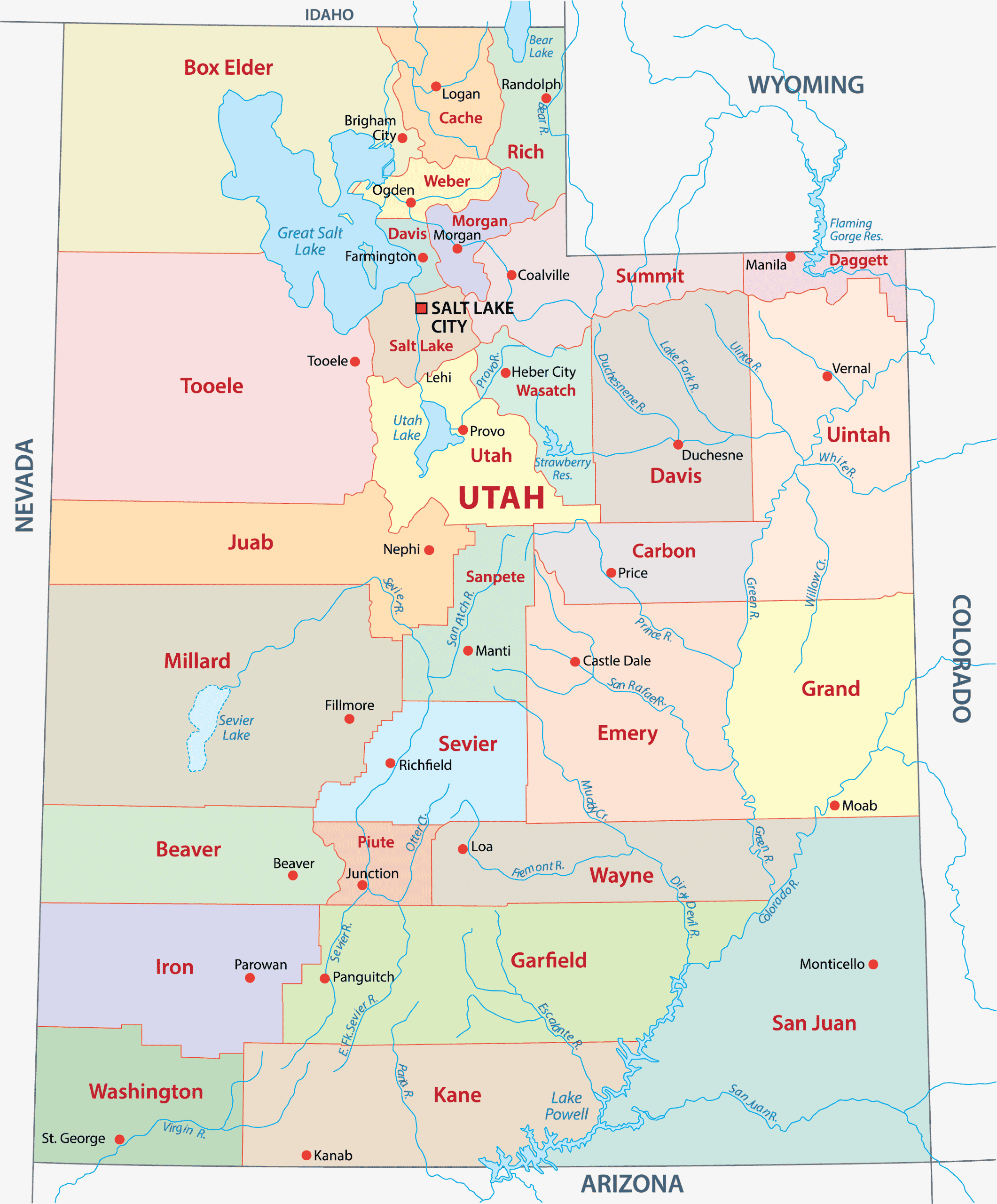 Utah Counties Map Mappr