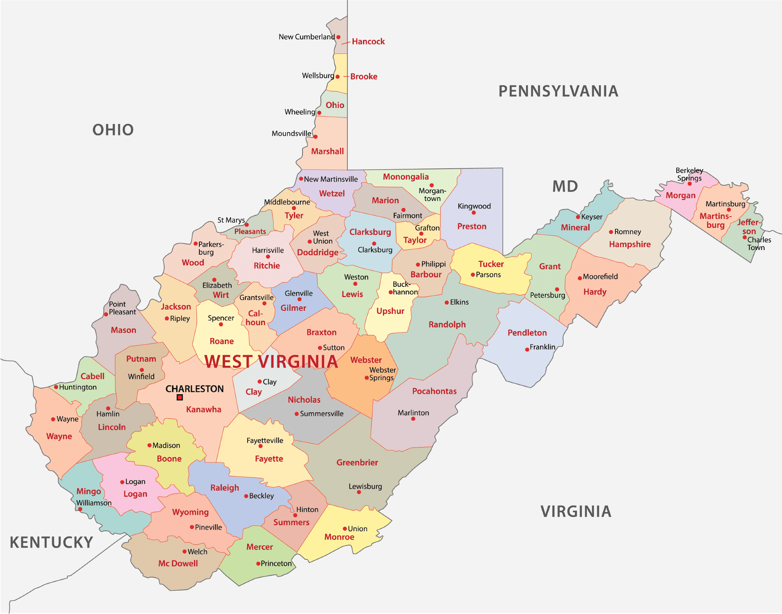 West Virginia County Map 