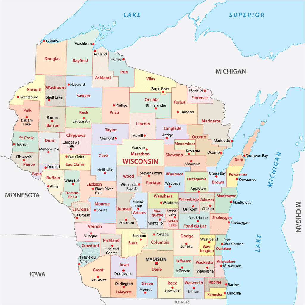 Wisconsin Counties Map Mappr