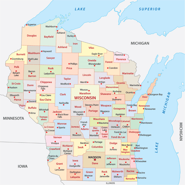 Wisconsin Counties Map Mappr